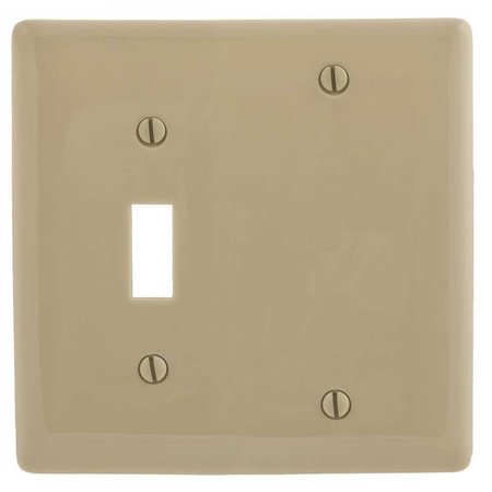 HUBBELL WIRING 2-Gang Ivory Medium Size Toggle and Blank Wall Plate PJ113I